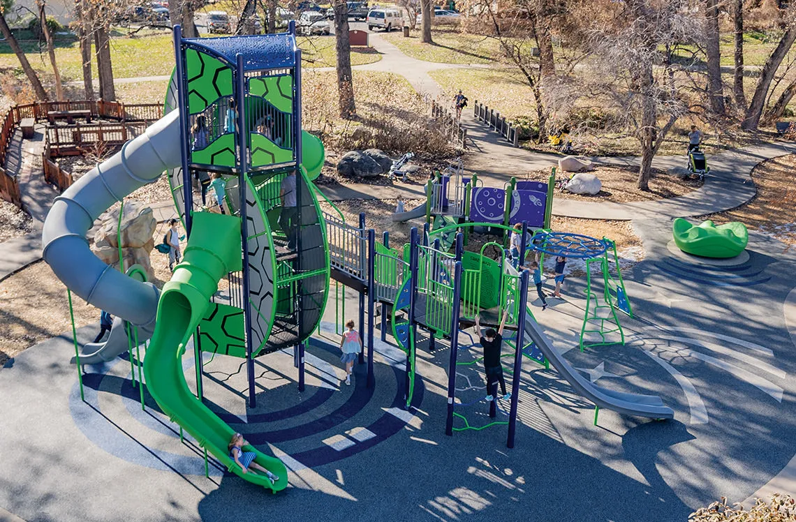 Large three story playground at Ralston Valley Park in Arvada, CO